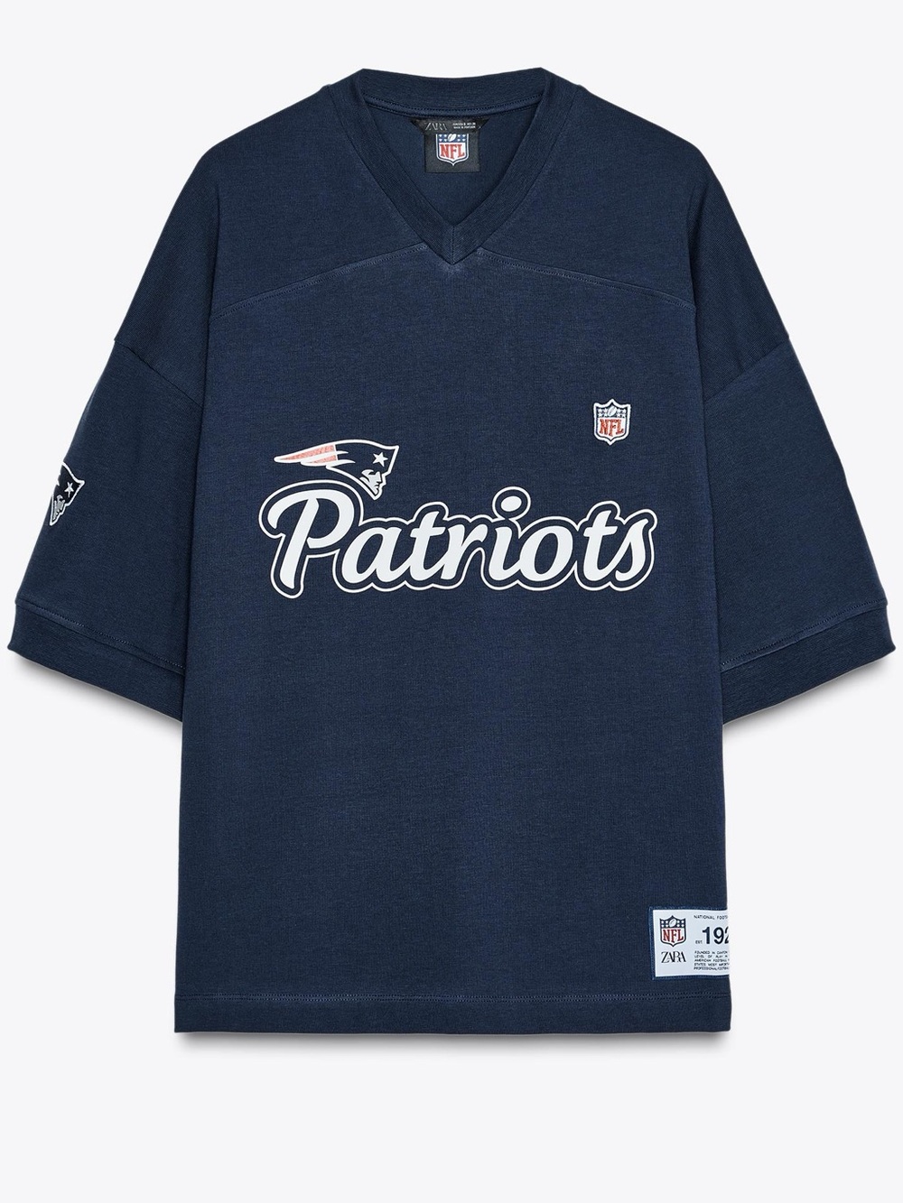 Zara x NFL Navy Patriots V-Neck Top